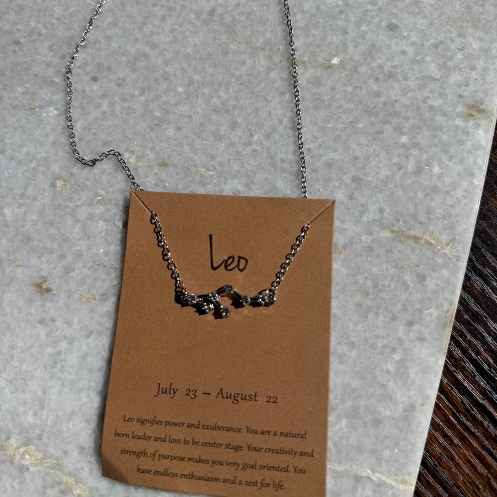 Silver Leo Zodiac Constellation Necklace - Picture 3 of 4